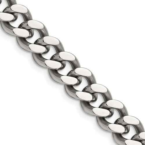 Lex & Lu Chisel Stainless Steel 9.5mm Curb Chain Necklace or Bracelet - Lex & Lu