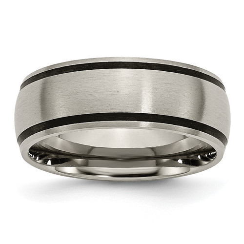 Lex & Lu Chisel Titanium Black Rubber 8mm Brushed Band Ring - Lex & Lu