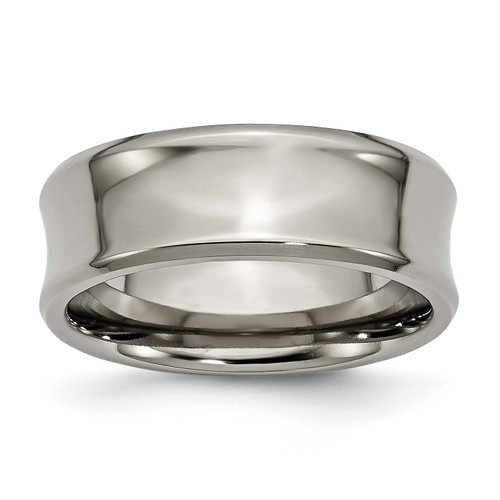 Lex & Lu Chisel Titanium Concave 8mm Polished Beveled Edge Band Ring - Lex & Lu