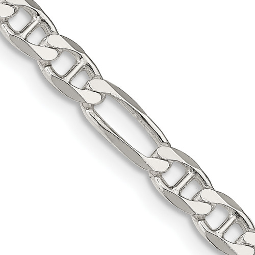 Lex & Lu Sterling Silver 4mm Figaro Anchor Chain Necklace or Bracelet - Lex & Lu