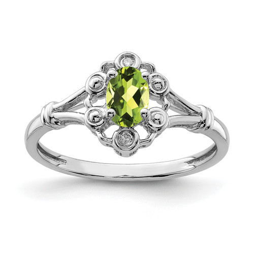 Lex & Lu Sterling Silver Peridot& Diamond Ring - Lex & Lu