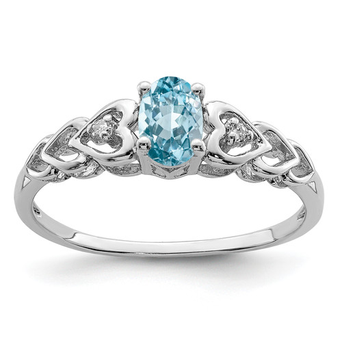 Lex & Lu Sterling Silver Diamond & Light Blue Topaz Ring