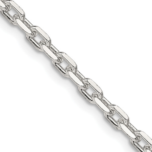 Lex & Lu Sterling Silver 3.25mm Beveled Oval Cable Chain Necklace or Bracelet - Lex & Lu