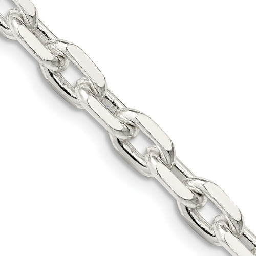 Lex & Lu Sterling Silver 5.4mm Beveled Oval Cable Chain Necklace - Lex & Lu