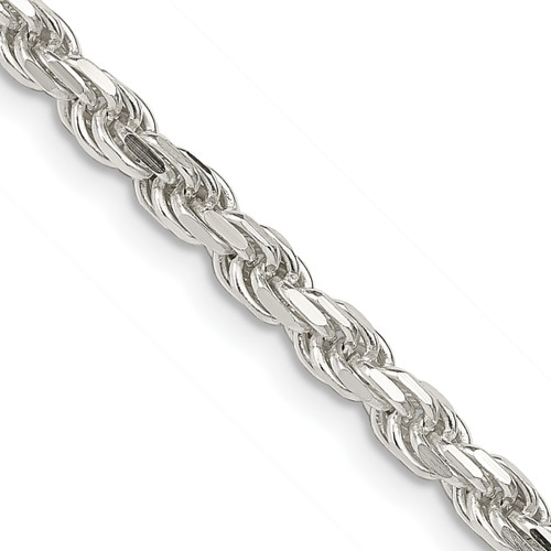 Lex & Lu Sterling Silver 3.5mm D/C Rope Chain Necklace or Bracelet - Lex & Lu