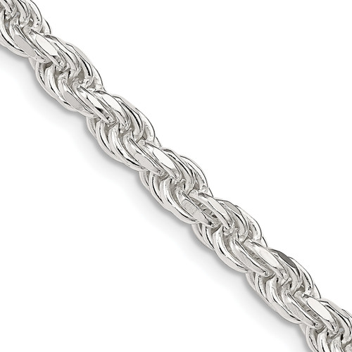 Lex & Lu Sterling Silver 4.75mm D/C Rope Chain Necklace or Bracelet - Lex & Lu