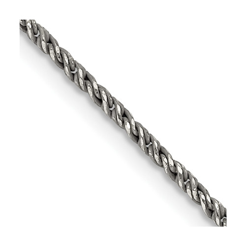 Lex & Lu Sterling Silver Ruthenium-plated 1.7mm Fancy D/C Snake Chain Necklace - Lex & Lu