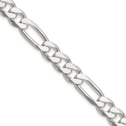 Lex & Lu Sterling Silver 7.75mm Figaro Chain Necklace or Bracelet - Lex & Lu