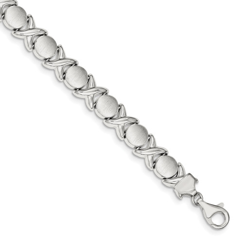 Lex & Lu Sterling Silver Polished and Satin X and O Bracelet LAL43426 - Lex & Lu