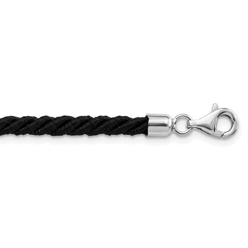 Lex & Lu Sterling Silver Black Satin Cord Necklace - Lex & Lu