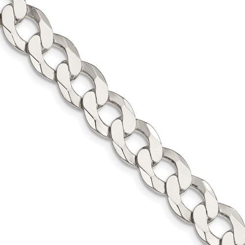 Lex & Lu Sterling Silver 9.75mm Close Link Flat Curb Chain Necklace or Bracelet - Lex & Lu