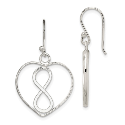 Lex & Lu Sterling Silver Open Heart w/Infinity Symbol Dangle Earrings - Lex & Lu