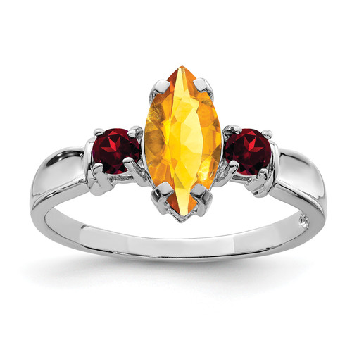 Lex & Lu Sterling Silver Citrine & Garnet Ring LAL43960 - Lex & Lu