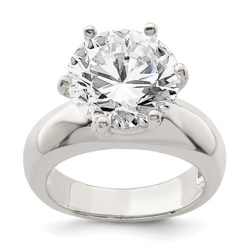 Lex & Lu Sterling Silver Solitaire Round CZ Ring LAL44007 - Lex & Lu