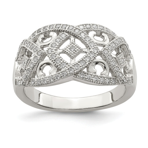 Lex & Lu Sterling Silver Micro Pave w/Intricate Designs Ring - Lex & Lu