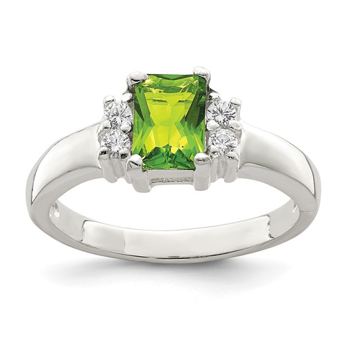 Lex & Lu Sterling Silver Lime Green & White CZ Ring LAL44090 - Lex & Lu