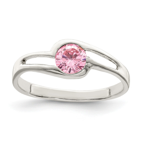 Lex & Lu Sterling Silver Pink Round Bezel CZ Ring LAL44096 - Lex & Lu