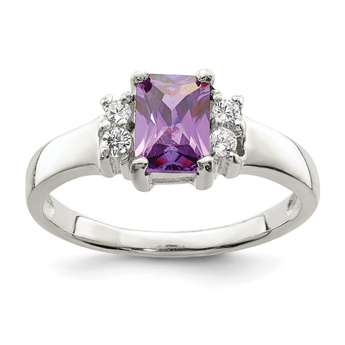 Lex & Lu Sterling Silver Purple & White CZ Ring - Lex & Lu