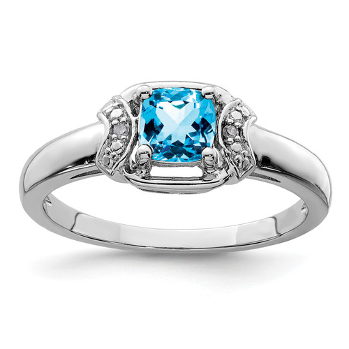 Lex & Lu Sterling Silver Diamond & Light Blue Topaz Ring LAL44266 - Lex & Lu