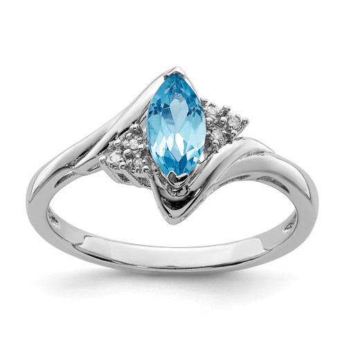 Lex & Lu Sterling Silver Diamond & Light Blue Topaz Ring LAL44278 - Lex & Lu