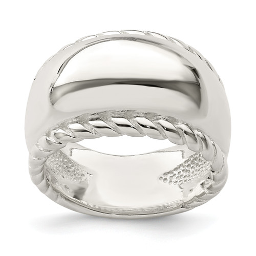 Lex & Lu Sterling Silver Twisted Dome Stacked Ring - Lex & Lu