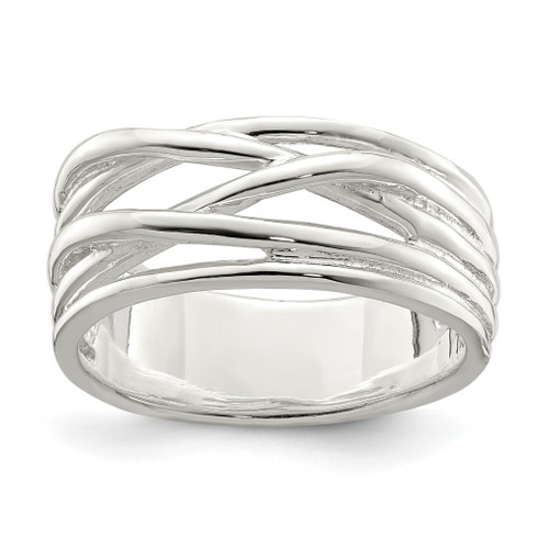 Lex & Lu Sterling Silver Polished 5 Band Intersecting Ring - Lex & Lu