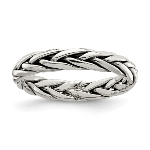 Lex & Lu Sterling Silver Polished Weaved 3.25mm WoMen's Ring - Lex & Lu