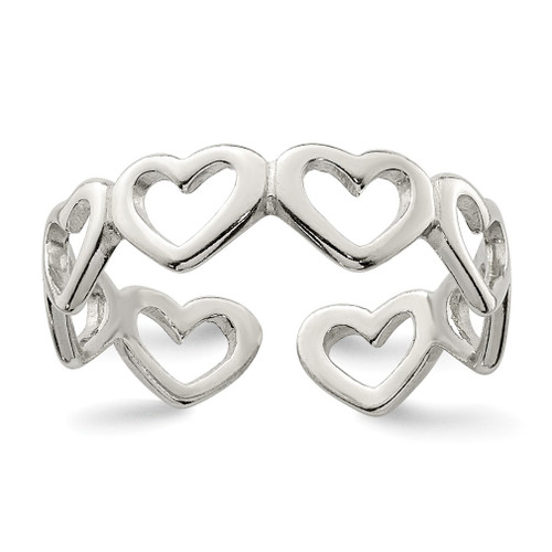 Lex & Lu Sterling Silver Cut-out Hearts Toe Ring - Lex & Lu