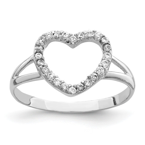 Lex & Lu Sterling Silver Polished CZ Heart Ring LAL44685 - Lex & Lu