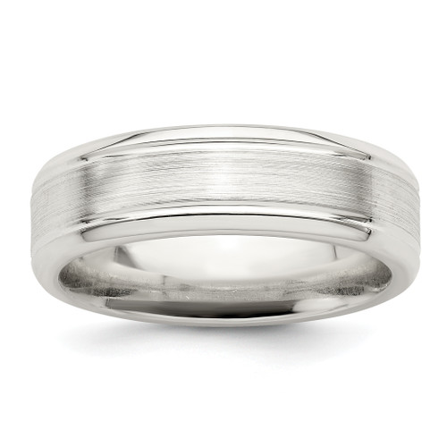 Lex & Lu Sterling Silver 6mm Brushed Fancy Band LAL44955 - Lex & Lu