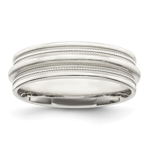 Lex & Lu Sterling Silver 7mm Brushed Fancy Band LAL44957 - Lex & Lu