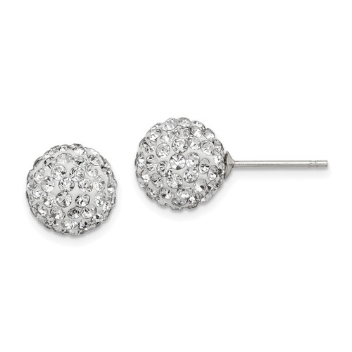 Lex & Lu Sterling Silver 10mm White Czech Crystal Post Earrings - Lex & Lu