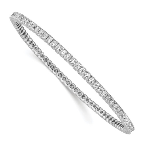 Lex & Lu Sterling Silver w/Rhodium 83 Stone CZ Bangle - Lex & Lu