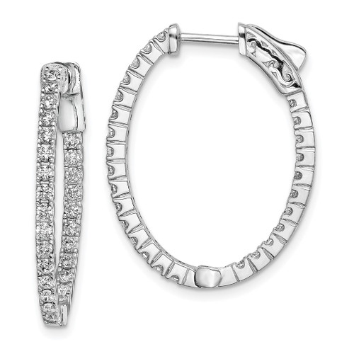 Lex & Lu Sterling Silver w/Rhodium CZ In & Out Oval Hoop Earrings LAL45059 - Lex & Lu