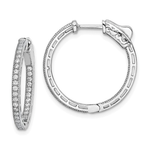 Lex & Lu Sterling Silver w/Rhodium CZ In & Out Hoop Earrings LAL45062 - Lex & Lu