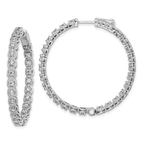 Lex & Lu Sterling Silver w/Rhodium CZ In & Out Hoop Earrings LAL45074 - Lex & Lu