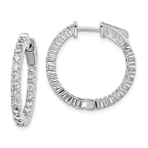 Lex & Lu Sterling Silver CZ 40 Stones In & Out Round Hoop Earrings LAL45195 - Lex & Lu