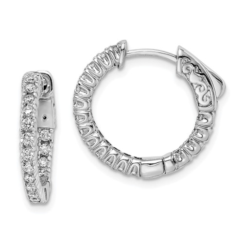 Lex & Lu Sterling Silver w/Rhodium CZ In & Out Hinged Hoop Earrings LAL45202 - Lex & Lu