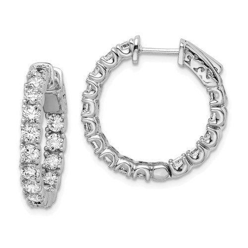 Lex & Lu Sterling Silver w/Rhodium CZ In & Out Hinged Hoop Earrings LAL45219 - Lex & Lu