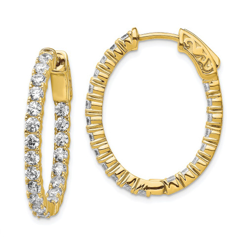 Lex & Lu Sterling Silver Yellow-plated CZ In & Out Oval Hoop Earrings LAL45260 - Lex & Lu