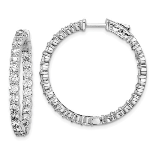 Lex & Lu Sterling Silver w/Rhodium CZ In & Out Hinged Hoop Earrings LAL45269 - Lex & Lu