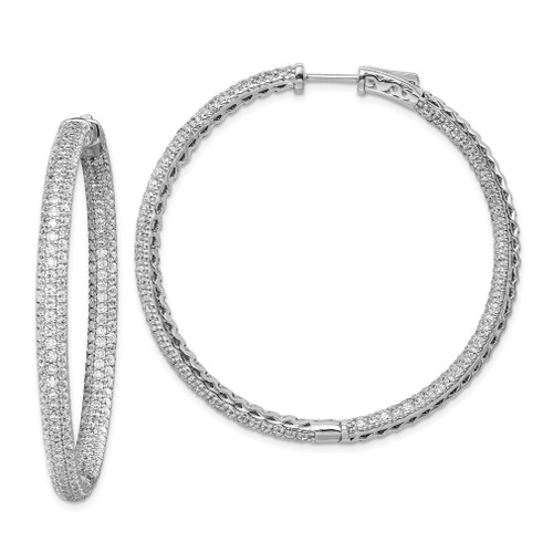 Lex & Lu Sterling Silver Pave 2'' Diameter CZ In & Out Hoop Earrings - Lex & Lu