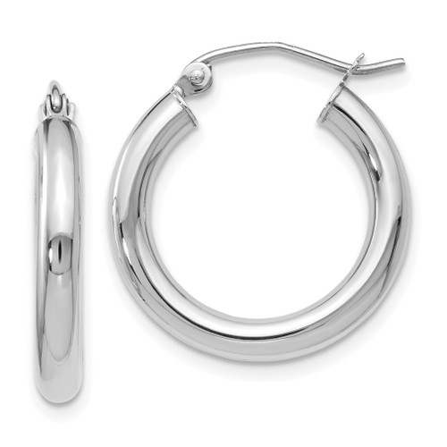 Lex & Lu 10k White Gold Polished Hinged Hoop Earrings LAL45509 - Lex & Lu