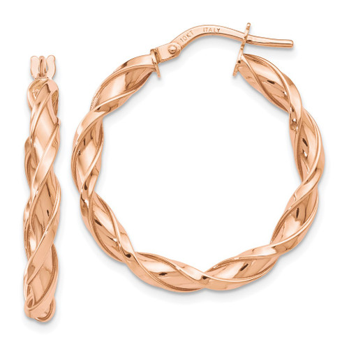 Lex & Lu 10K Rose Gold Polished Twisted Hoop Earrings LAL45615 - Lex & Lu