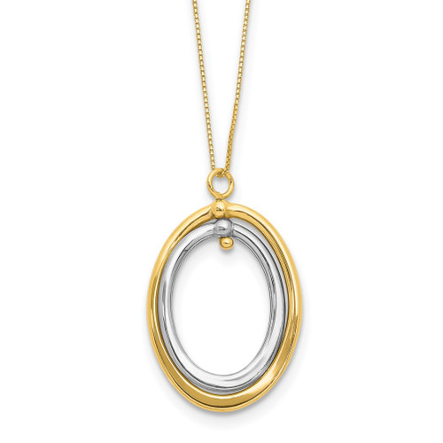 Lex & Lu 10k Two-tone Gold Polished Oval Necklace - Lex & Lu