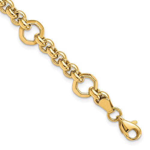 Lex & Lu 10k Yellow Gold Polished D/C Bracelet - Lex & Lu