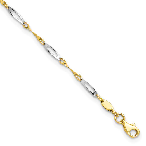 Lex & Lu 10k Two-tone Gold Polished Fancy Link Anklet - Lex & Lu