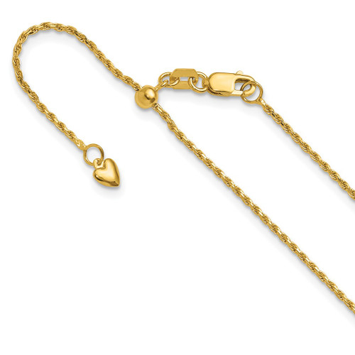 Lex & Lu 14k Yellow Gold D/C Adjustable Rope - Lex & Lu