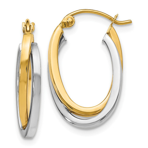 Lex & Lu 14k Two-tone Gold Polished Oval Hoop Earrings LAL54T - Lex & Lu