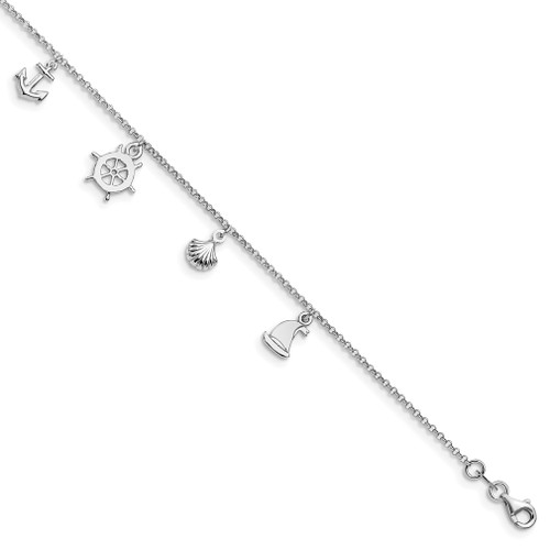 Lex & Lu Sterling Silver Adjustable Anklet (9-10) LAL46015 - Lex & Lu